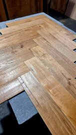 WEEKAANBIEDING! Eiken vintage Visgraat XXL, rustiek handgeschraapt, geolied!