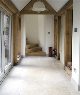 Burgundy tiles, Limestone floors for inside and outside