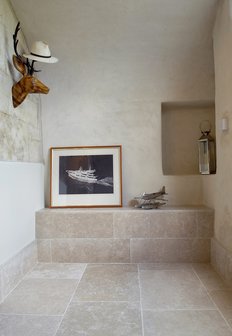 Burgundy tiles, Limestone floors for inside and outside