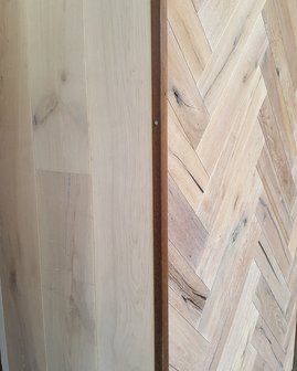 Aged Fischbone Oak flooring ready white oiled