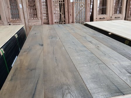 Chateau Oak wide flooring, ready grey oiled