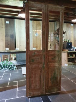 Antieke dubbele deur met glas 103 x 235 cm