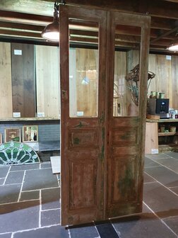 Antique double door with glass 103 x 235 cm