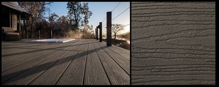 Aanbieding! 95,2 m2 BPC Vlonderplanken Ebony met houtstructuur Nu &euro; 6,95 per meter!