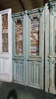 Unieke Antieke Franse dubbele deur met ijzerwerk 117x265 cm