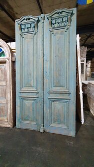 Unieke Antieke franse dubbele deur met houtsnijwerk 162x305 cm