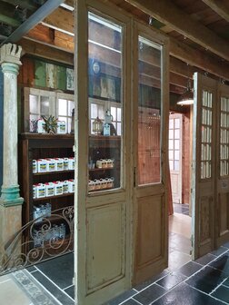 Antique double door with glass 120x250 cm