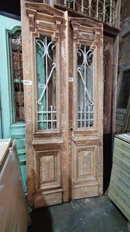 Unieke Antieke Franse dubbele deur met ijzerwerk 108x250 cm