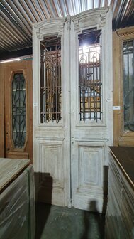 Unique Antique French double door with ironwork 126x296 cm