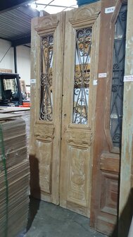 Unieke Antieke Franse dubbele deur met ijzerwerk 100x230 cm