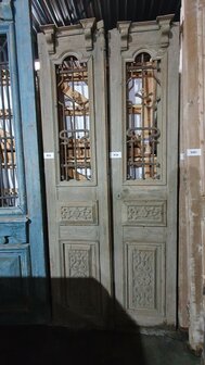 Unieke Antieke dubbele deur met ijzerwerk 111x250 cm
