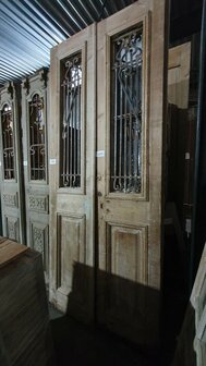 Unieke Antieke Franse dubbele deur met ijzerwerk 110x270 cm