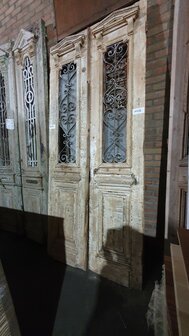 Unieke Antieke dubbele deur met ijzerwerk 109x250 cm