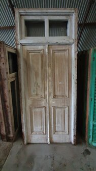 Unieke Antieke franse dubbele deur met bovenlicht 140x325 cm