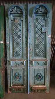 Unieke Antieke franse dubbele deur met houtsnijwerk 120x240 cm