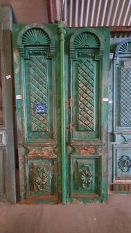 Unieke Antieke franse dubbele deur met houtsnijwerk 125x240 cm