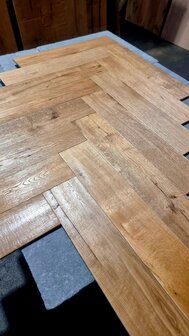 WEEKAANBIEDING! Eiken vintage Visgraat XXL, rustiek handgeschraapt, geolied!