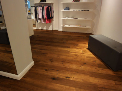 Oak floortiles, smoked-brushed-oiled