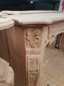 Solid oak fireplace with wood carving