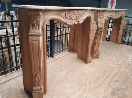 Solid oak fireplace with wood carving