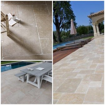 Burgundy tiles, Limestone floors for inside and outside