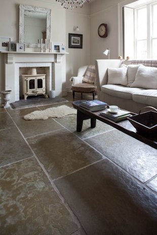 Burgundy Flagstones, Aged natural stone flooring