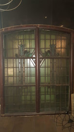 Antieke Jugendstil glas in lood ramen