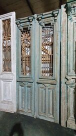 Unieke Antieke Franse dubbele deur met ijzerwerk 117x265 cm