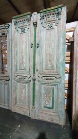 Unieke Antieke franse dubbele deur met houtsnijwerk 148x275 cm