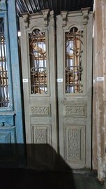 Unieke Antieke dubbele deur met ijzerwerk 111x250 cm