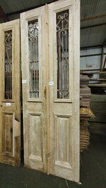 Unieke Antieke dubbele deur met ijzerwerk 96x270 cm
